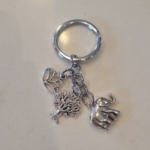 NEW! Silver Elephant Tree Keychain